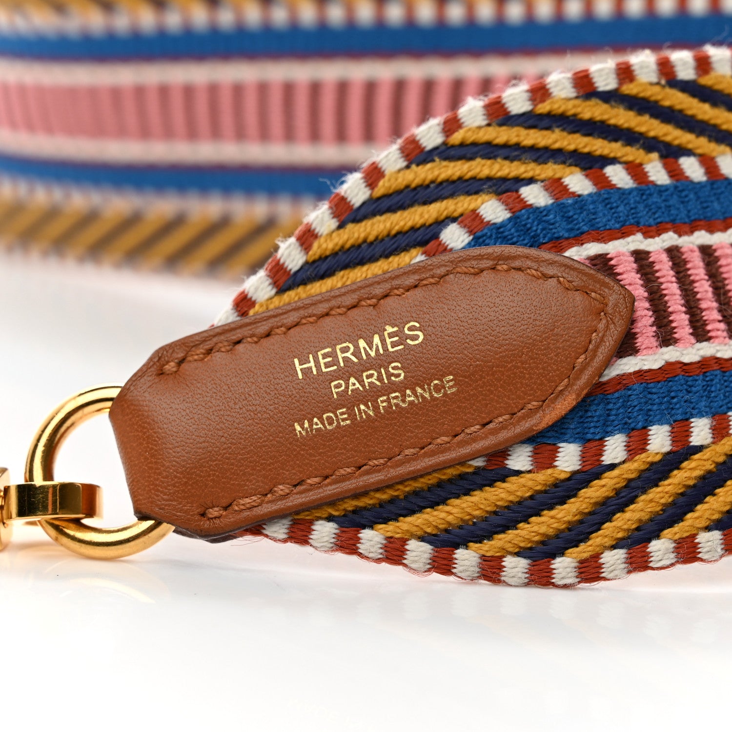 Hermes Toile Swift 50mm Sangle Cavale Shoulder Strap Ambre Rose D'Ete Gold 4 of 4
