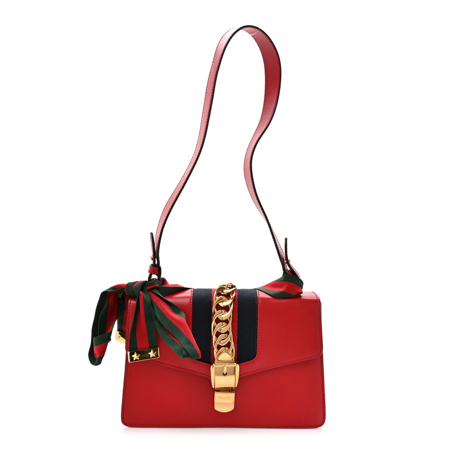 Gucci Calfskin Small Sylvie Shoulder Bag Hibiscus Red 1 of 17
