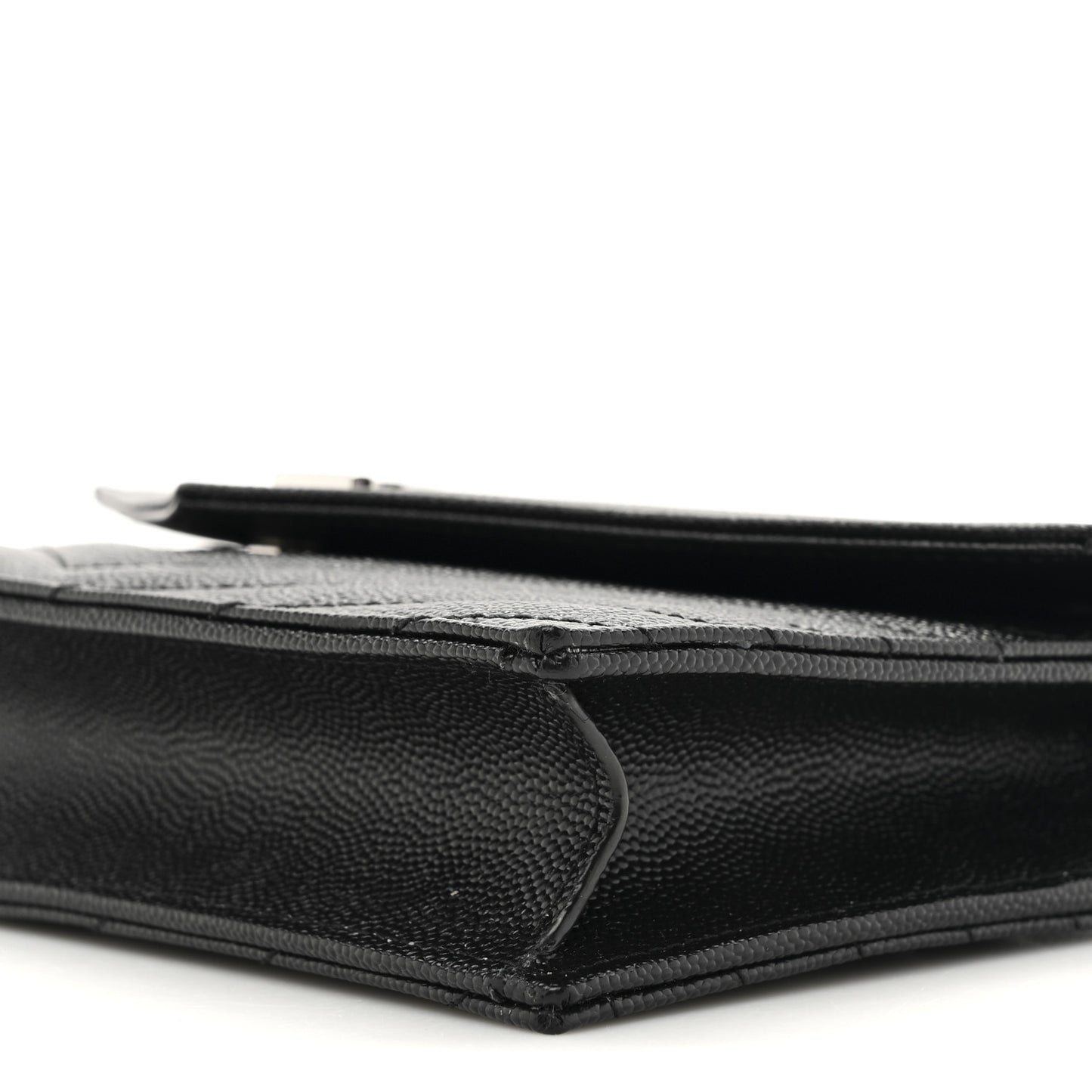 Grain De Poudre Matelasse Chevron Monogram Envelope Chain Wallet Black