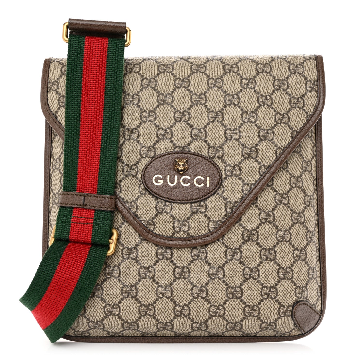 Gucci GG Supreme Monogram Web Medium Neo Vintage Flap Messenger Bag Beige New Acero 1 of 9