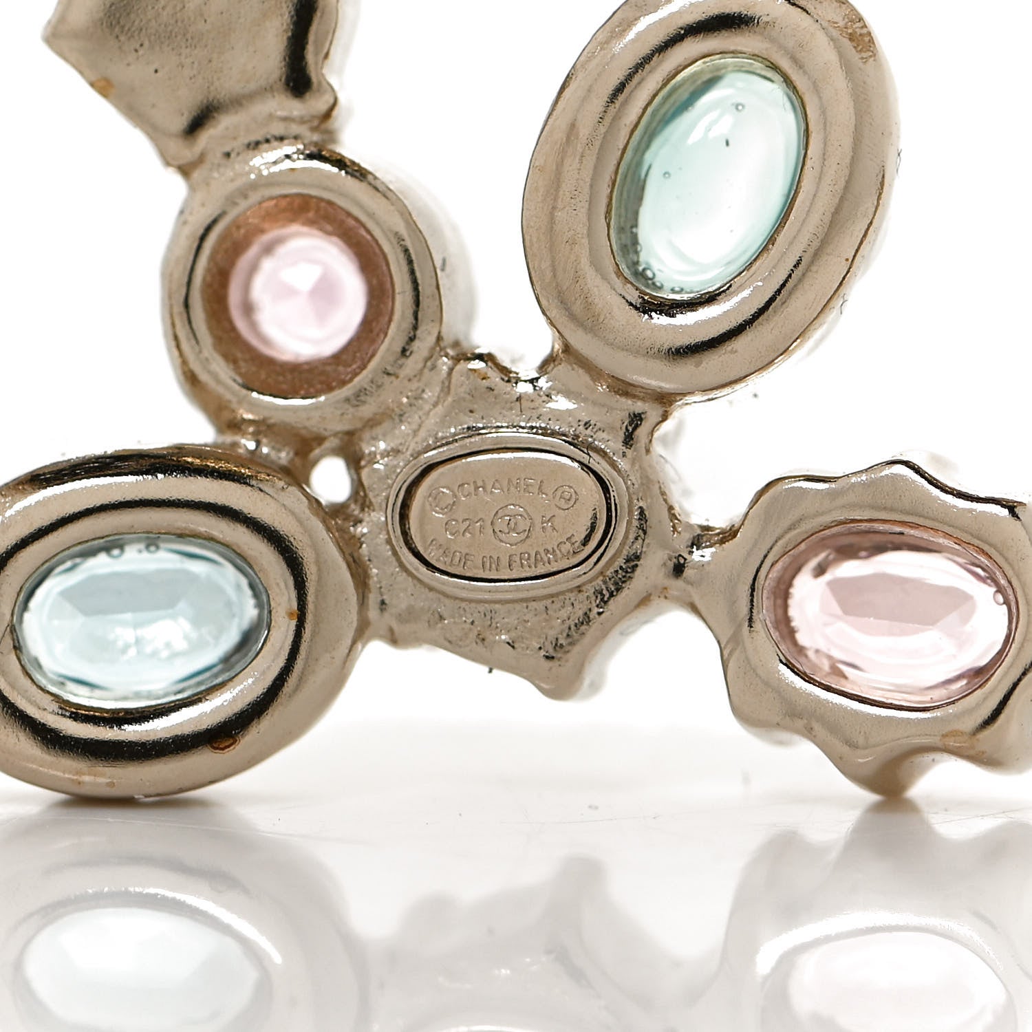 Chanel Pearl Crystal CC Brooch Gold Multicolor 4 of 6