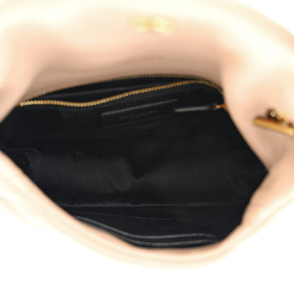 Saint Laurent Lambskin Quilted Toy Loulou Puffer Monogram Chain Satchel Dark Beige 5 of 13