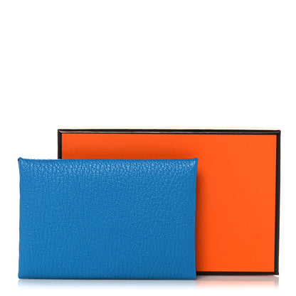 Hermes Chevre Mysore Verso Calvi Card Case Bleu Frida Cuivre 8 of 8