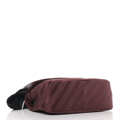 Balenciaga Nylon Jacquard Diagonal Logo Small Scarf Lock Chain Shoulder Bag Rouge Bordeaux Black Beige 3 of 4