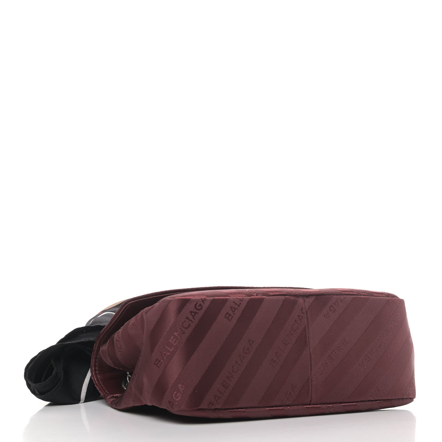 Balenciaga Nylon Jacquard Diagonal Logo Small Scarf Lock Chain Shoulder Bag Rouge Bordeaux Black Beige 3 of 4