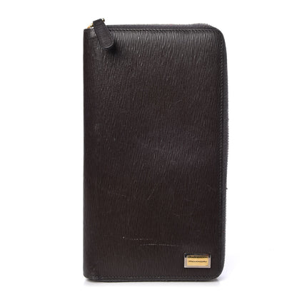 Dolce & Gabbana Calfskin Large Vertical Zip Around Wallet Brown 1 of 12