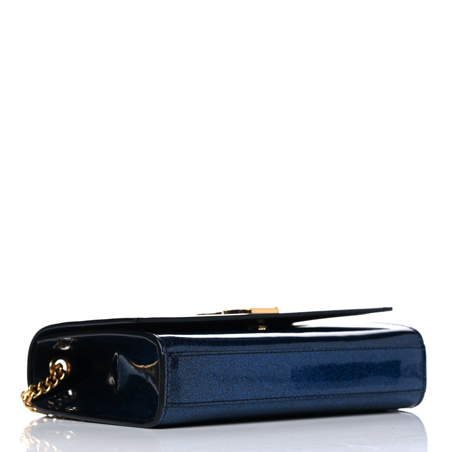 Glitter Patent Small Monogram Kate Satchel Cobalt