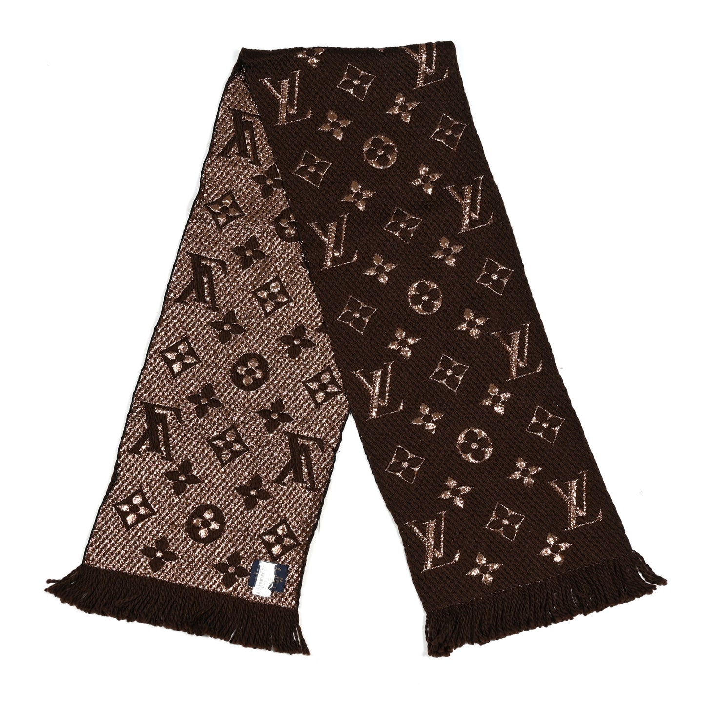 Wool Silk Logomania Shine Scarf Marron