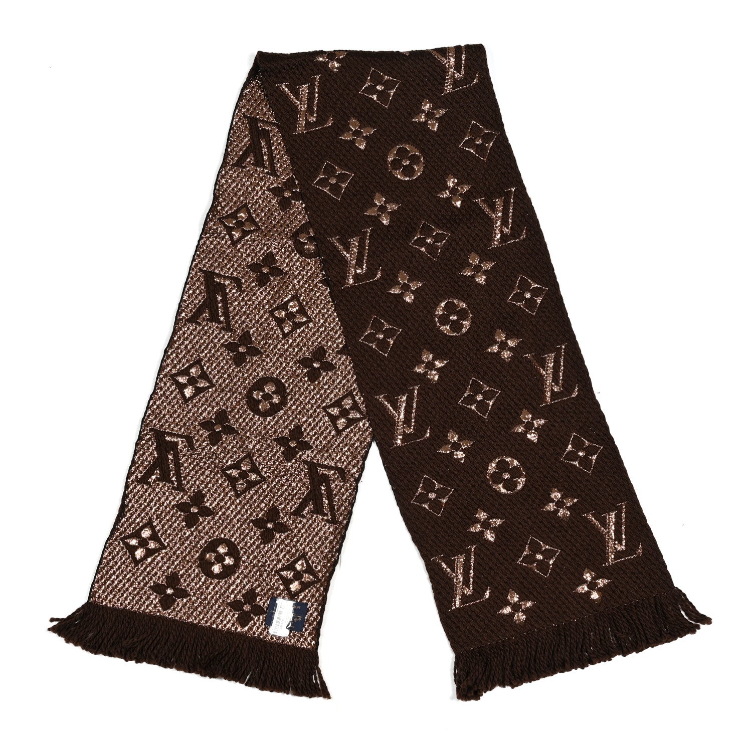 Louis Vuitton Wool Silk Logomania Shine Scarf Marron 2 of 3