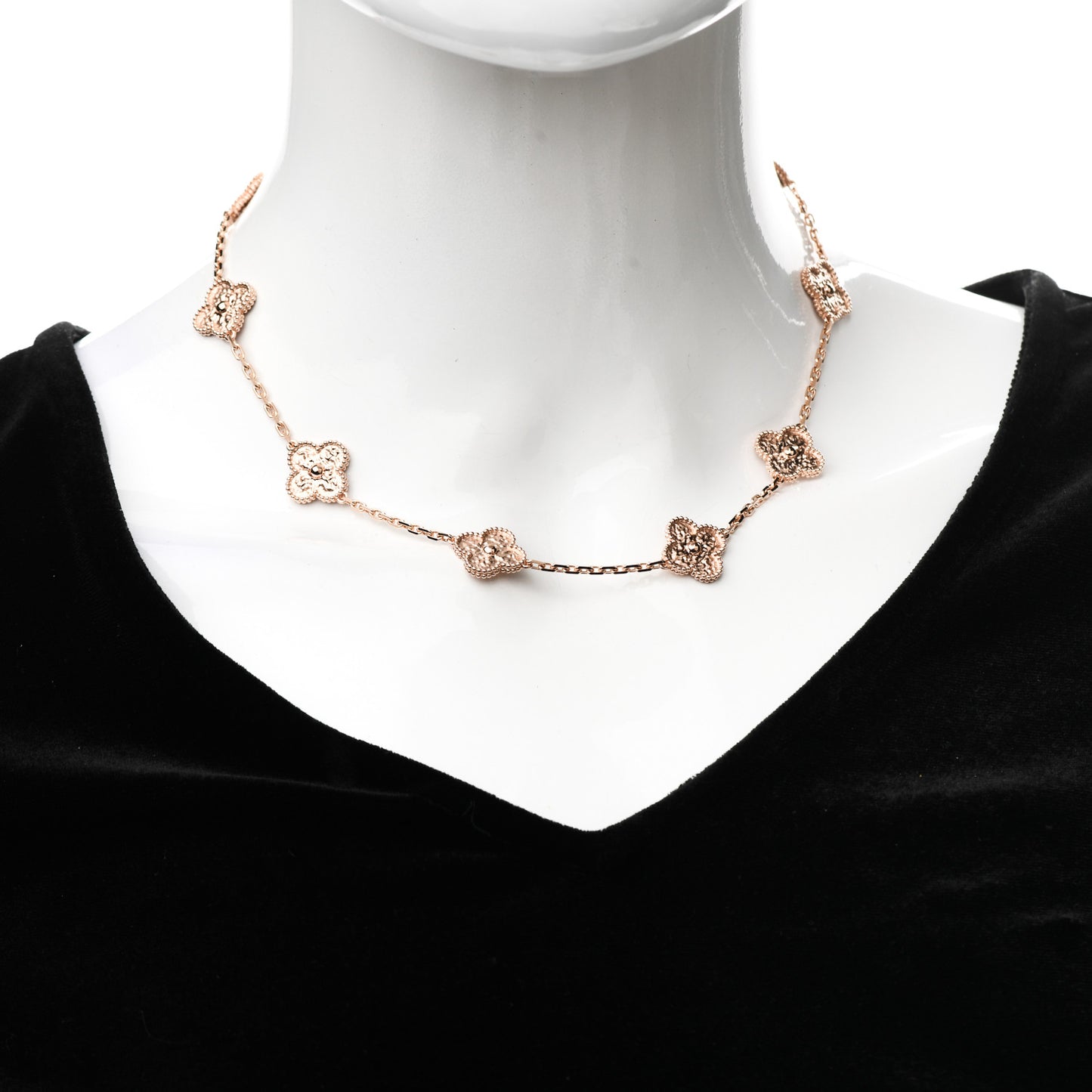18K Rose Gold 10 Motifs Vintage Alhambra Necklace