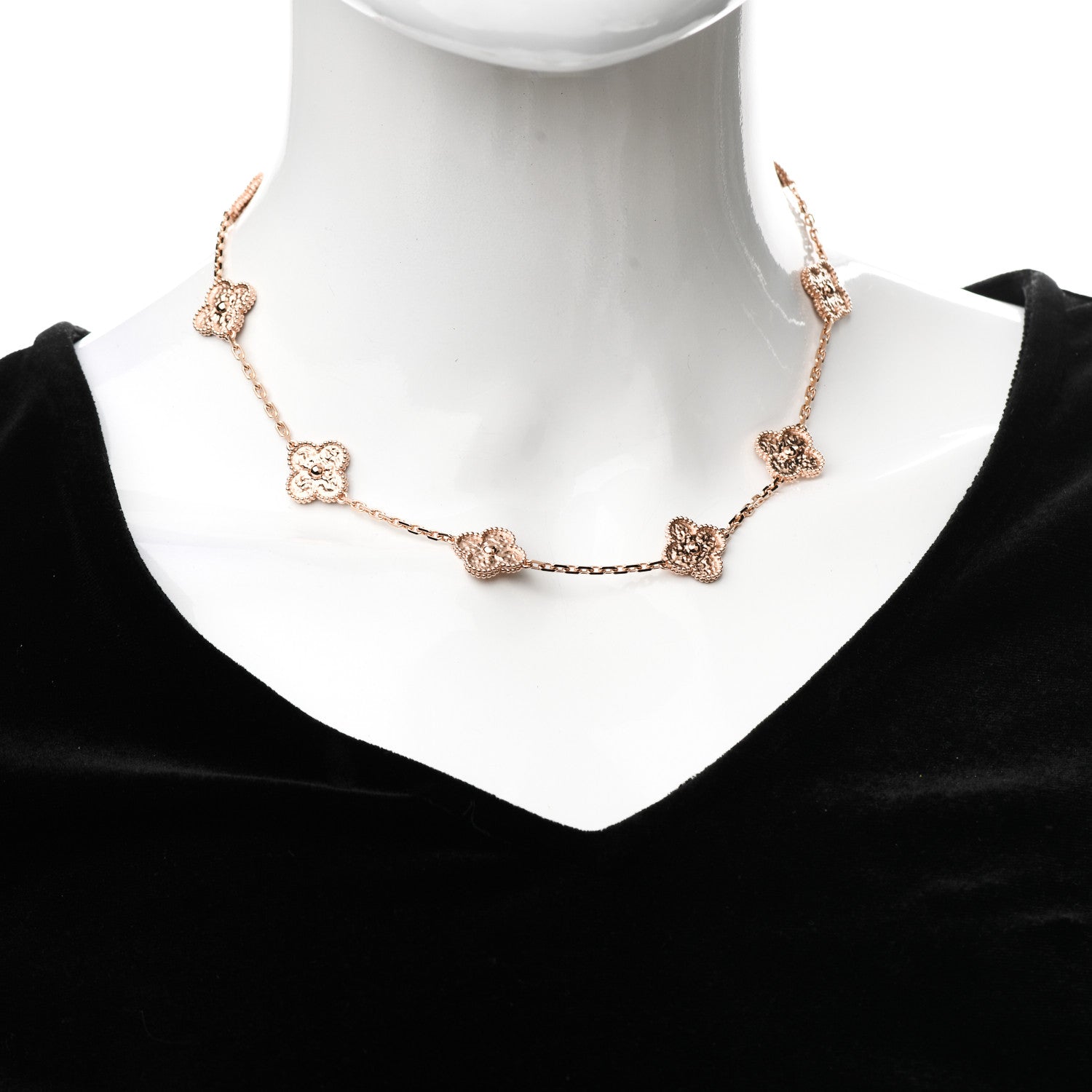 Van Cleef & Arpels 18K Rose Gold 10 Motifs Vintage Alhambra Necklace 2 of 6