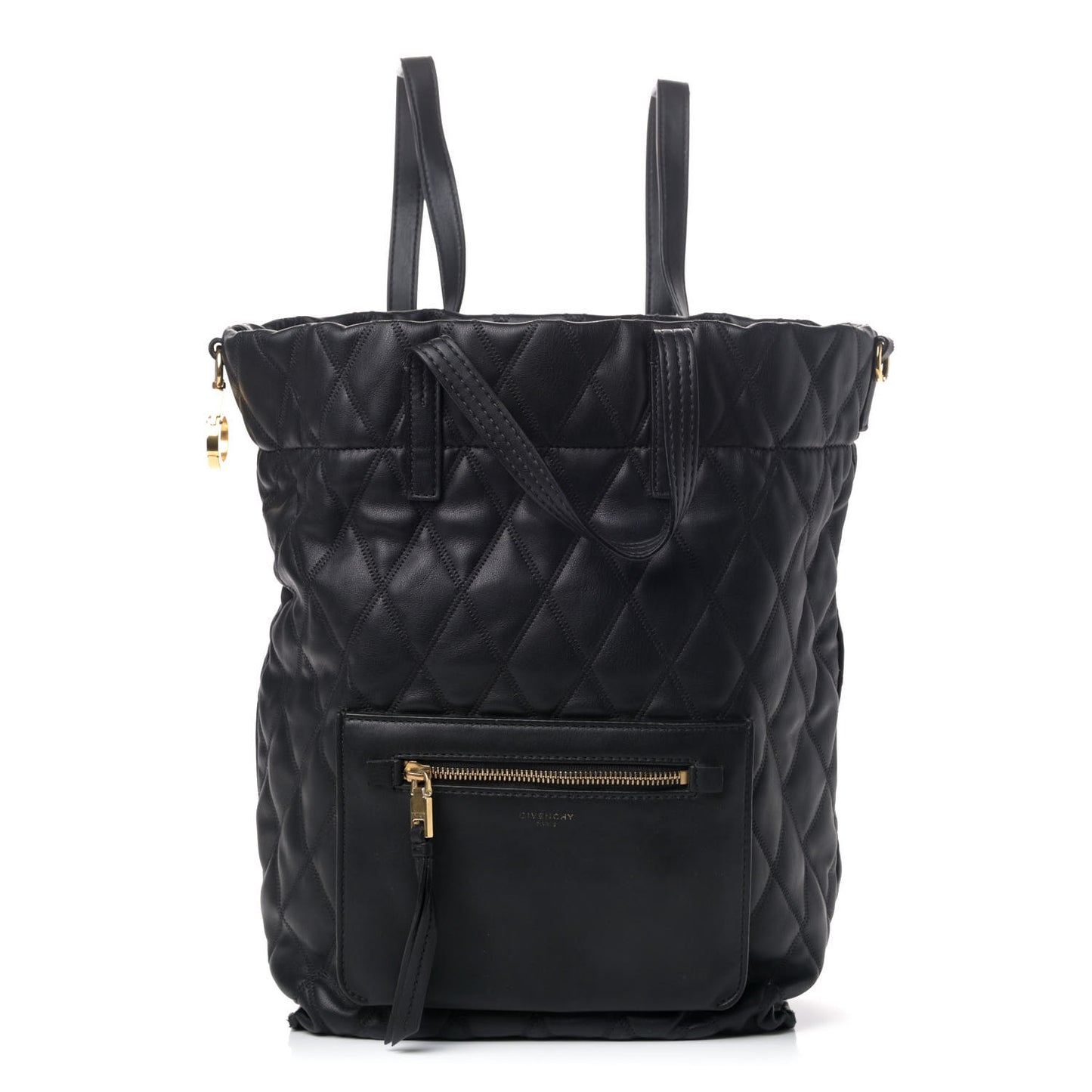 Rubberized Canvas Quilted Duo Backpack Black