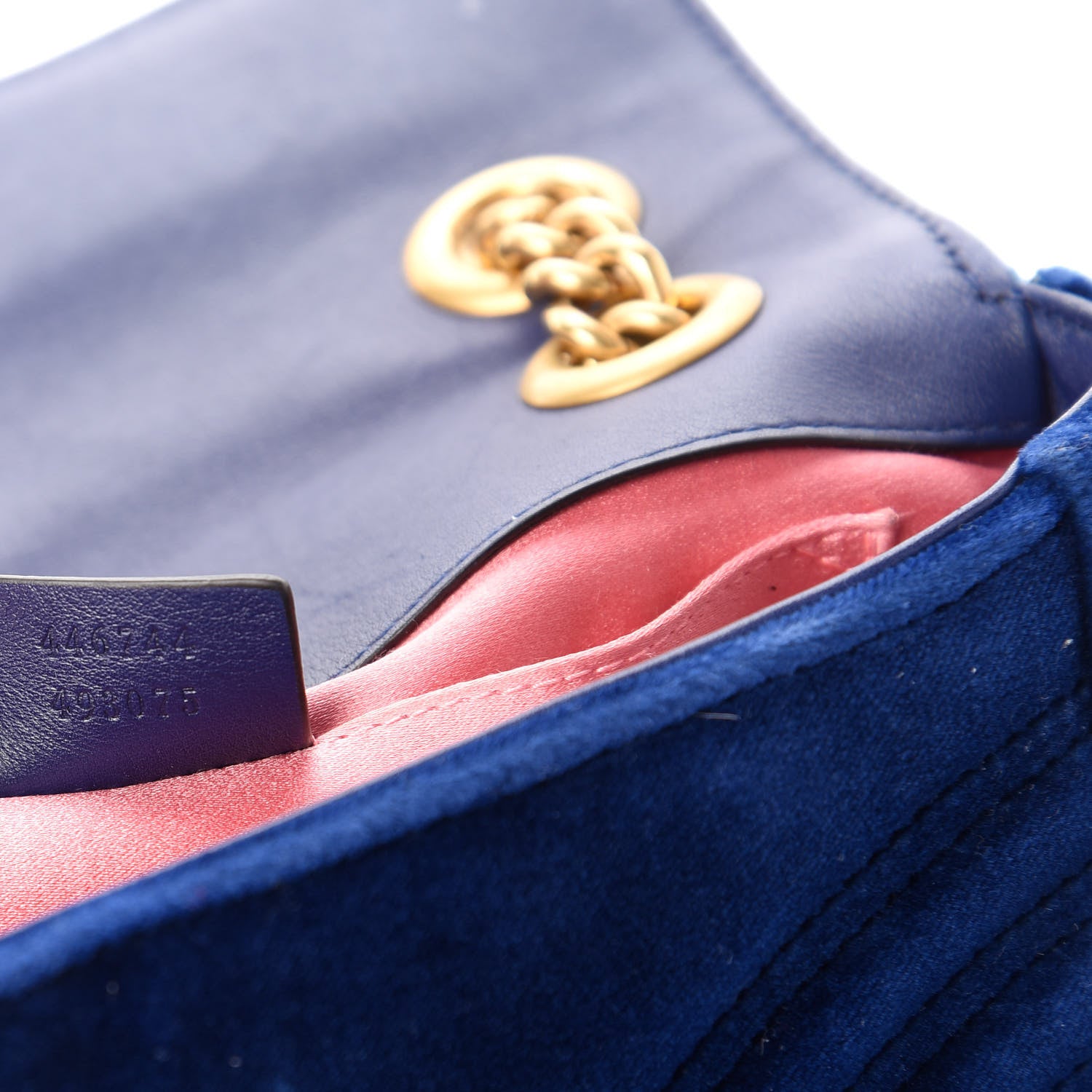 Gucci Velvet Matelasse Mini GG Marmont Shoulder Bag Cobalt Blue 9 of 10