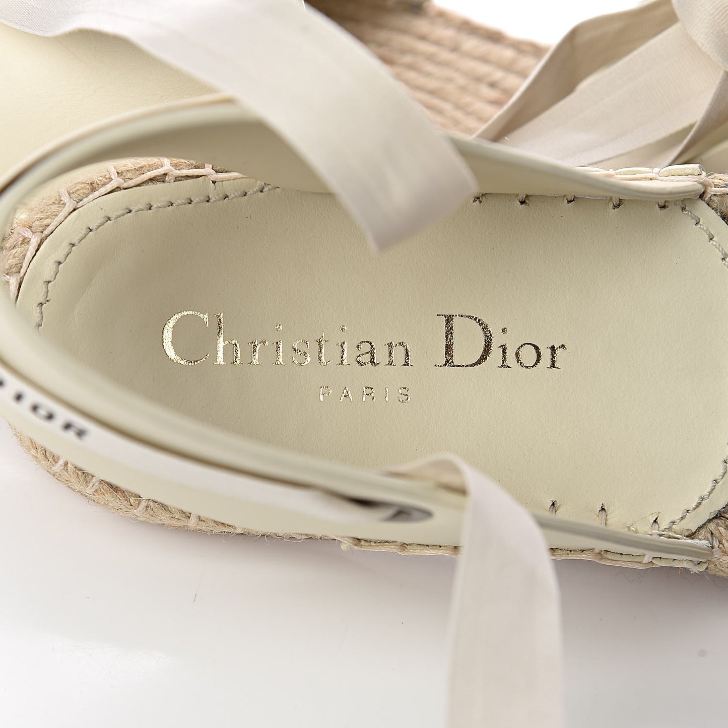 Calfskin Nicely-D Ankle Tie Espadrilles Flats 40.5 Off White