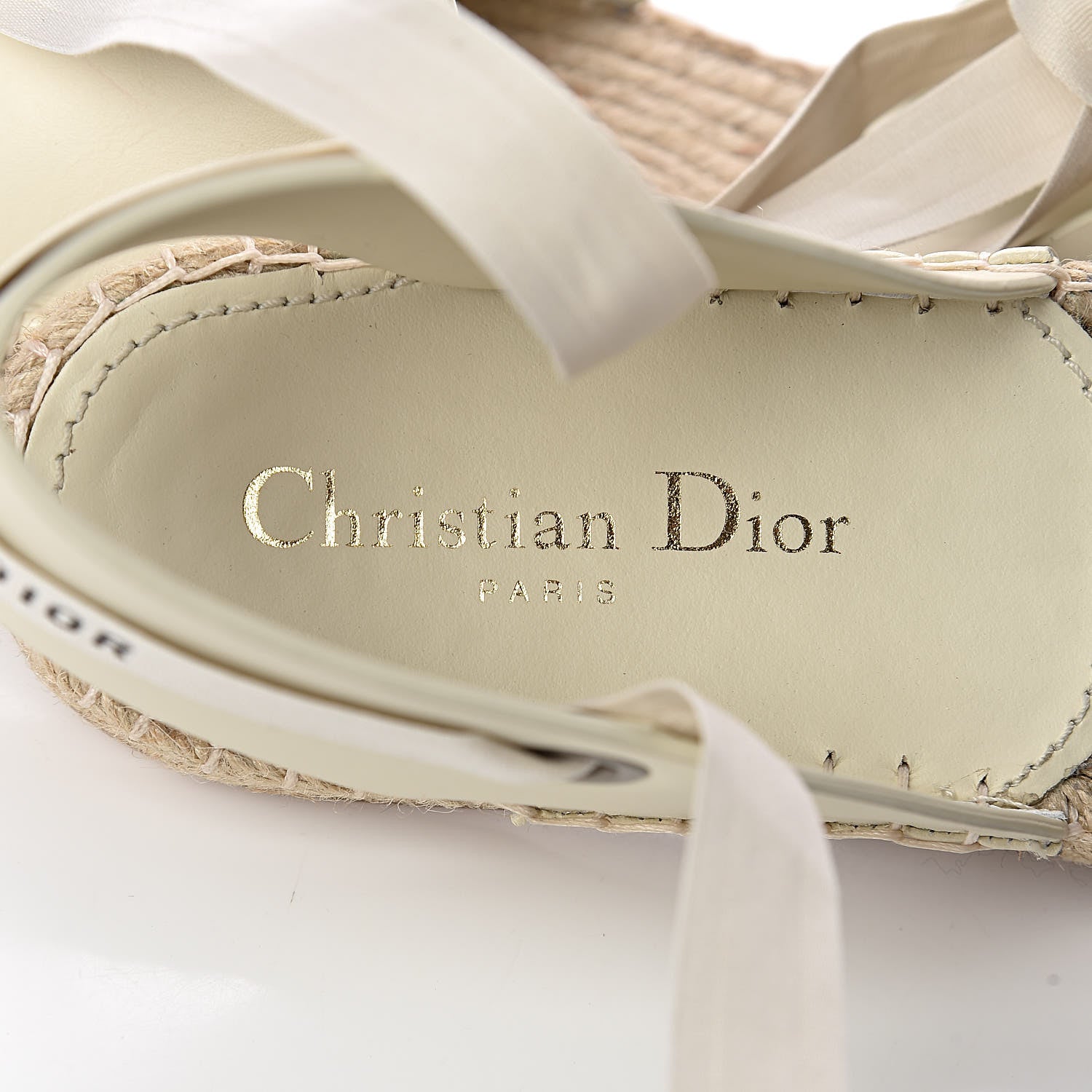 Christian Dior Calfskin Nicely-D Ankle Tie Espadrilles Flats 40.5 Off White 7 of 8