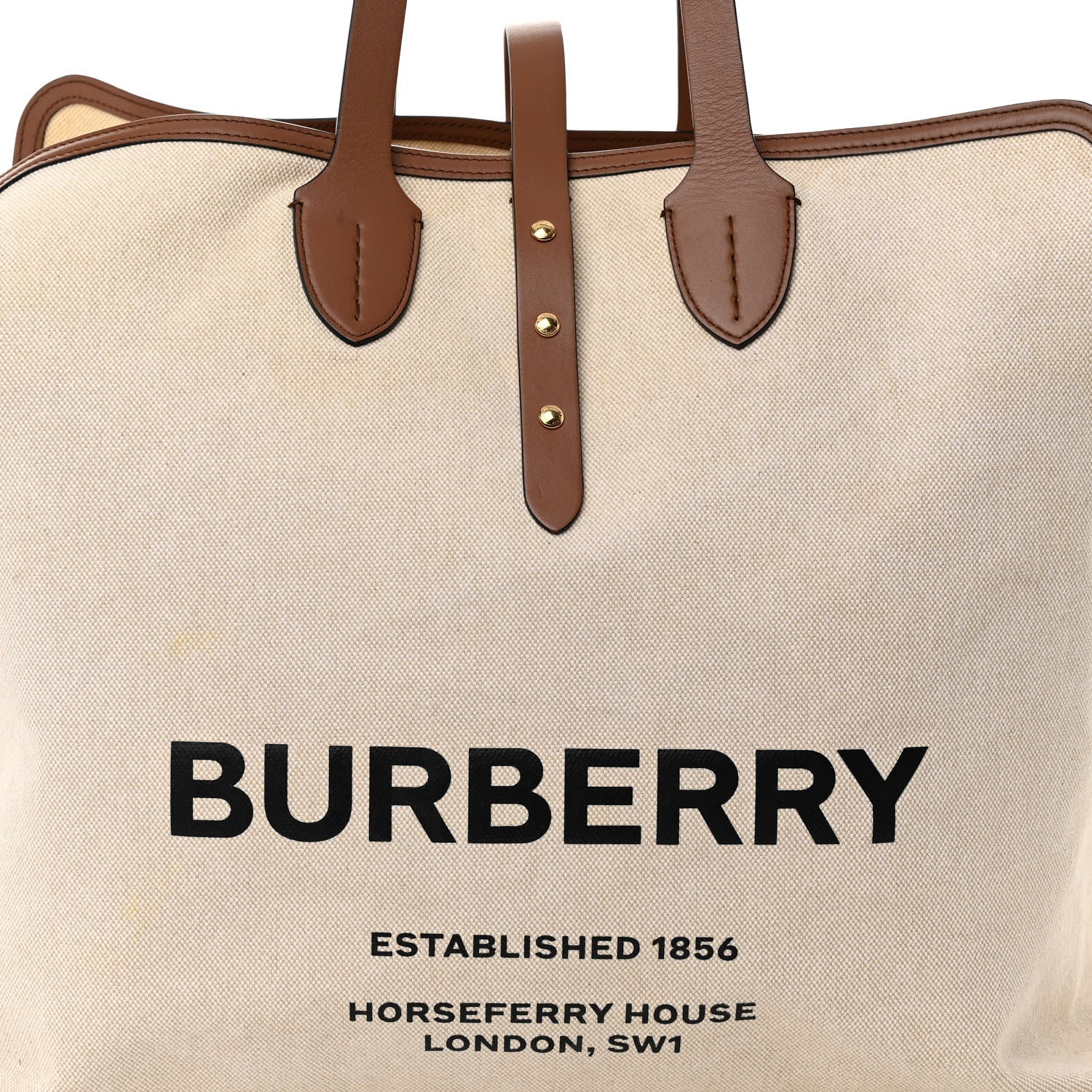 Burberry Cotton Canvas Calfskin Large Soft Belted Tote Bag Natural 11 of 17