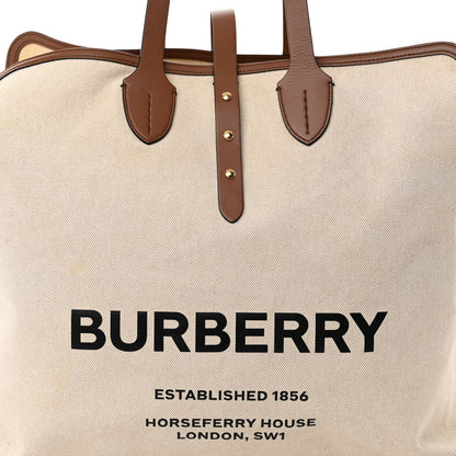 Burberry Cotton Canvas Calfskin Large Soft Belted Tote Bag Natural 11 of 17