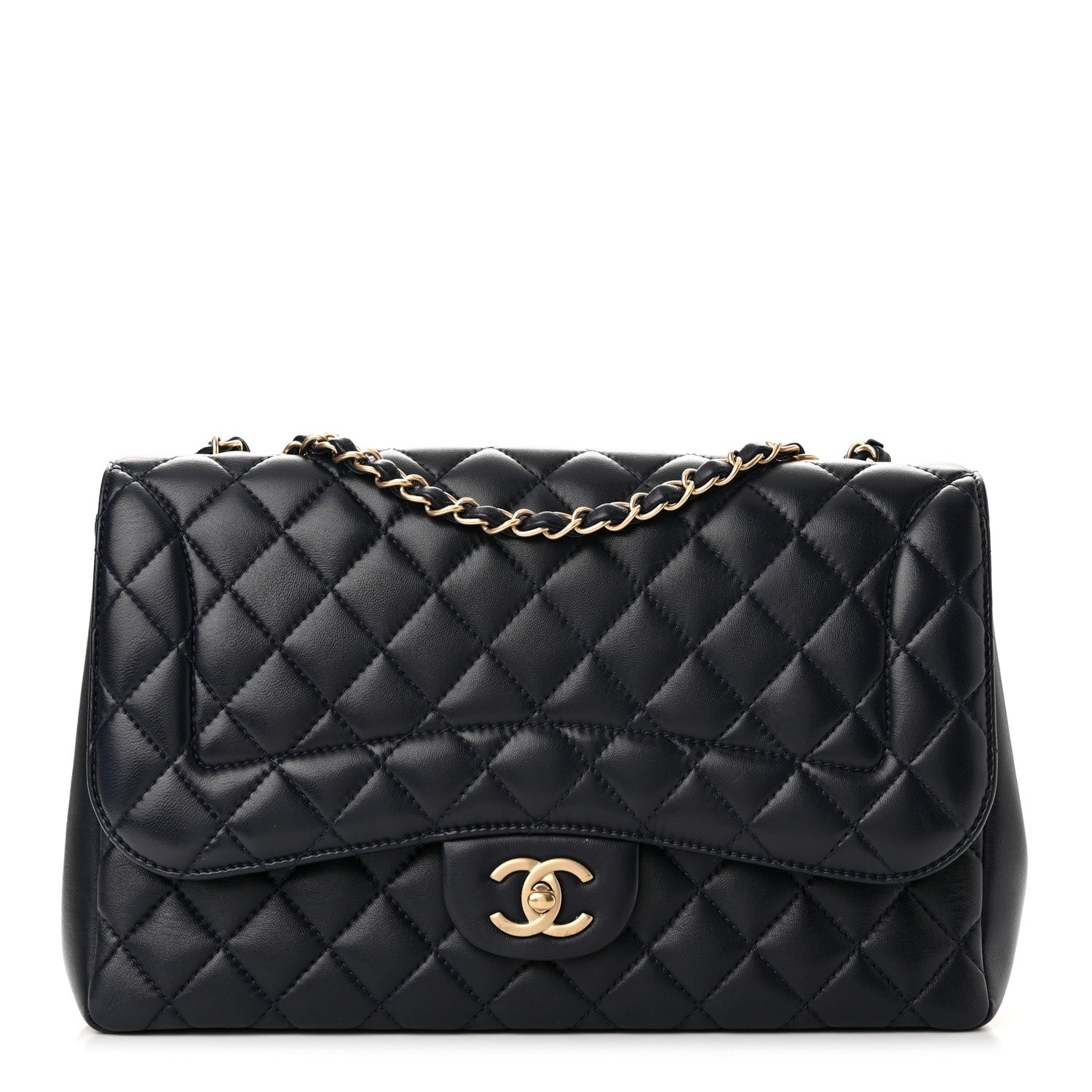 Chanel Lambskin Quilted Jumbo Mademoiselle Chic Flap Navy 1 of 11