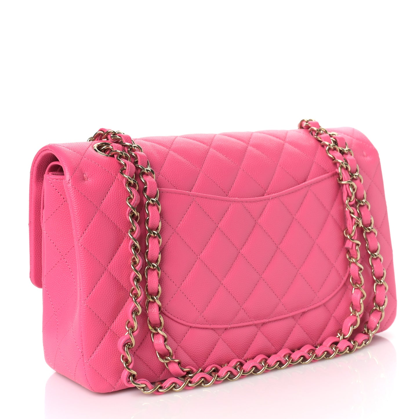 Caviar Quilted Medium Double Flap Pink