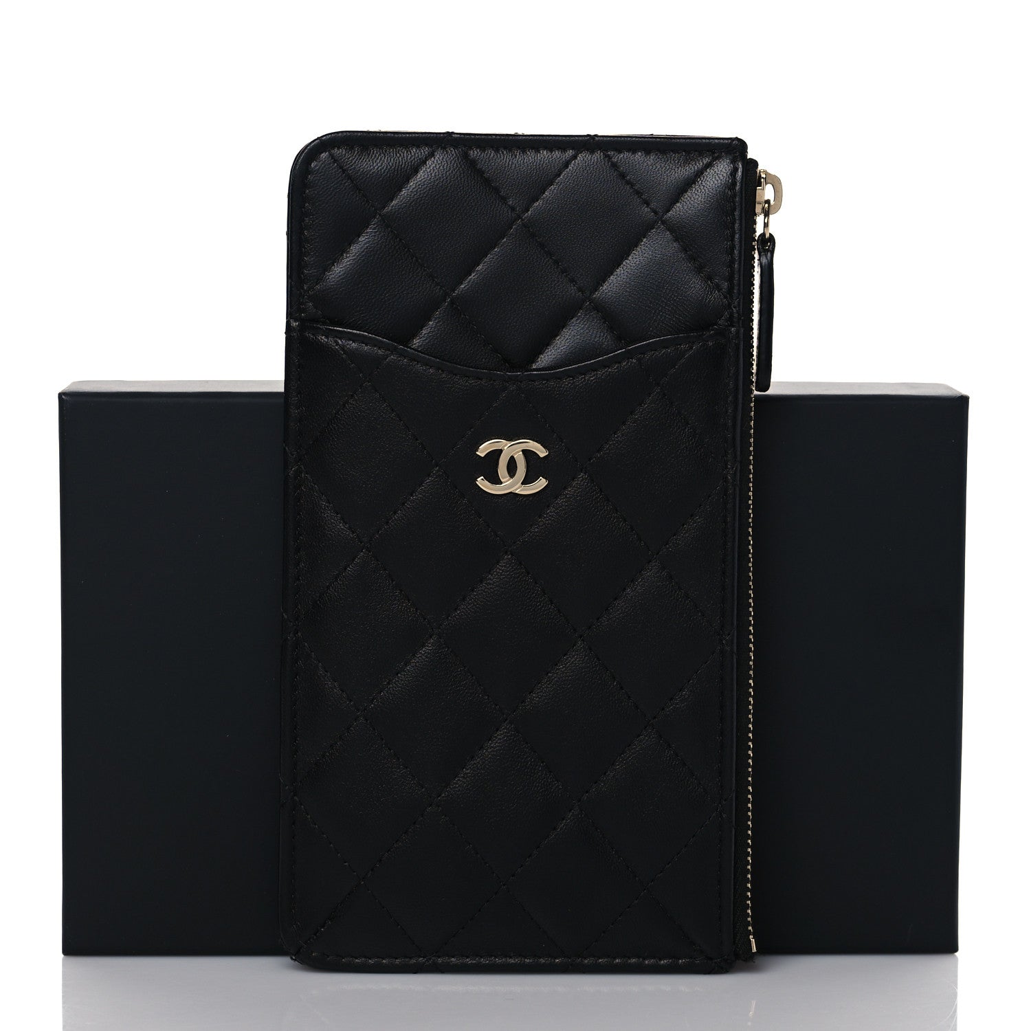 Chanel Lambskin Quilted Classic Flat Wallet Pouch Black 9 of 9