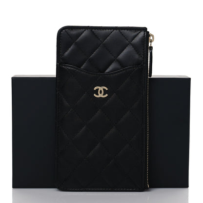 Chanel Lambskin Quilted Classic Flat Wallet Pouch Black 9 of 9