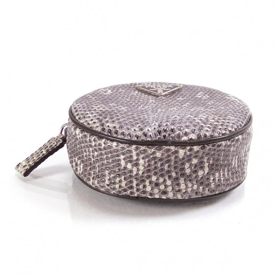 Prada Lizard Coin Pouch Purse Grey 3 of 9