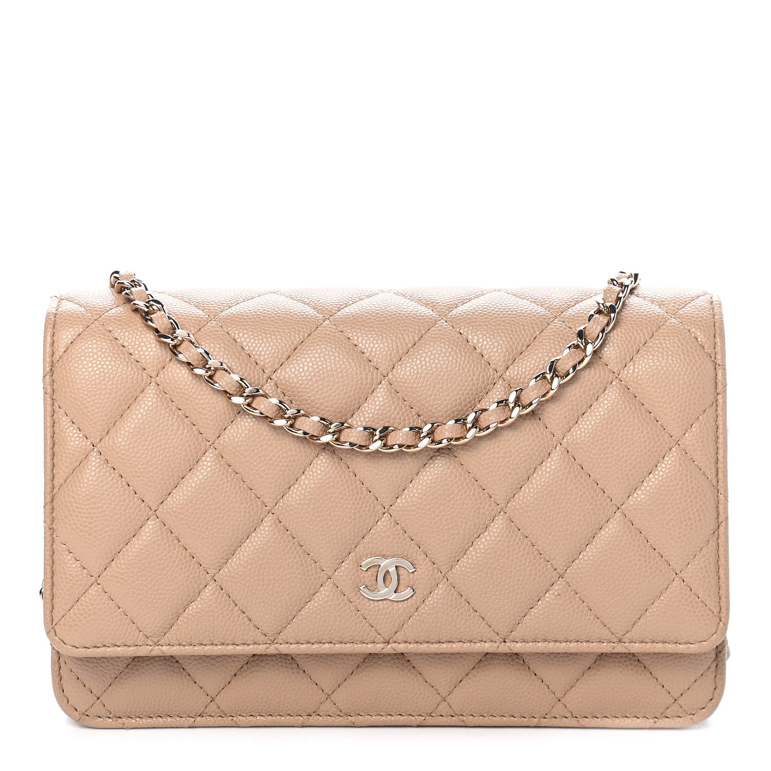 Chanel Caviar Quilted Wallet On Chain WOC Beige 1 of 10