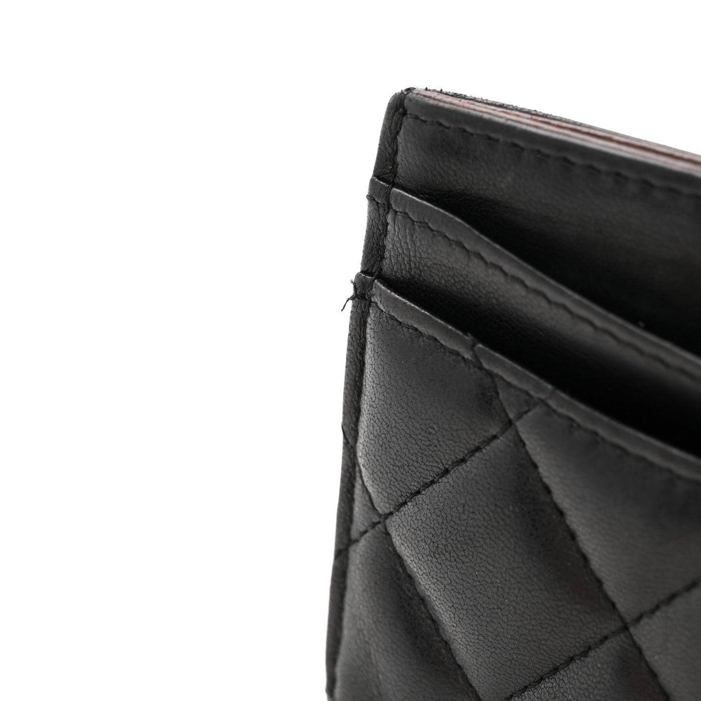 Lambskin Quilted Card Holder Black