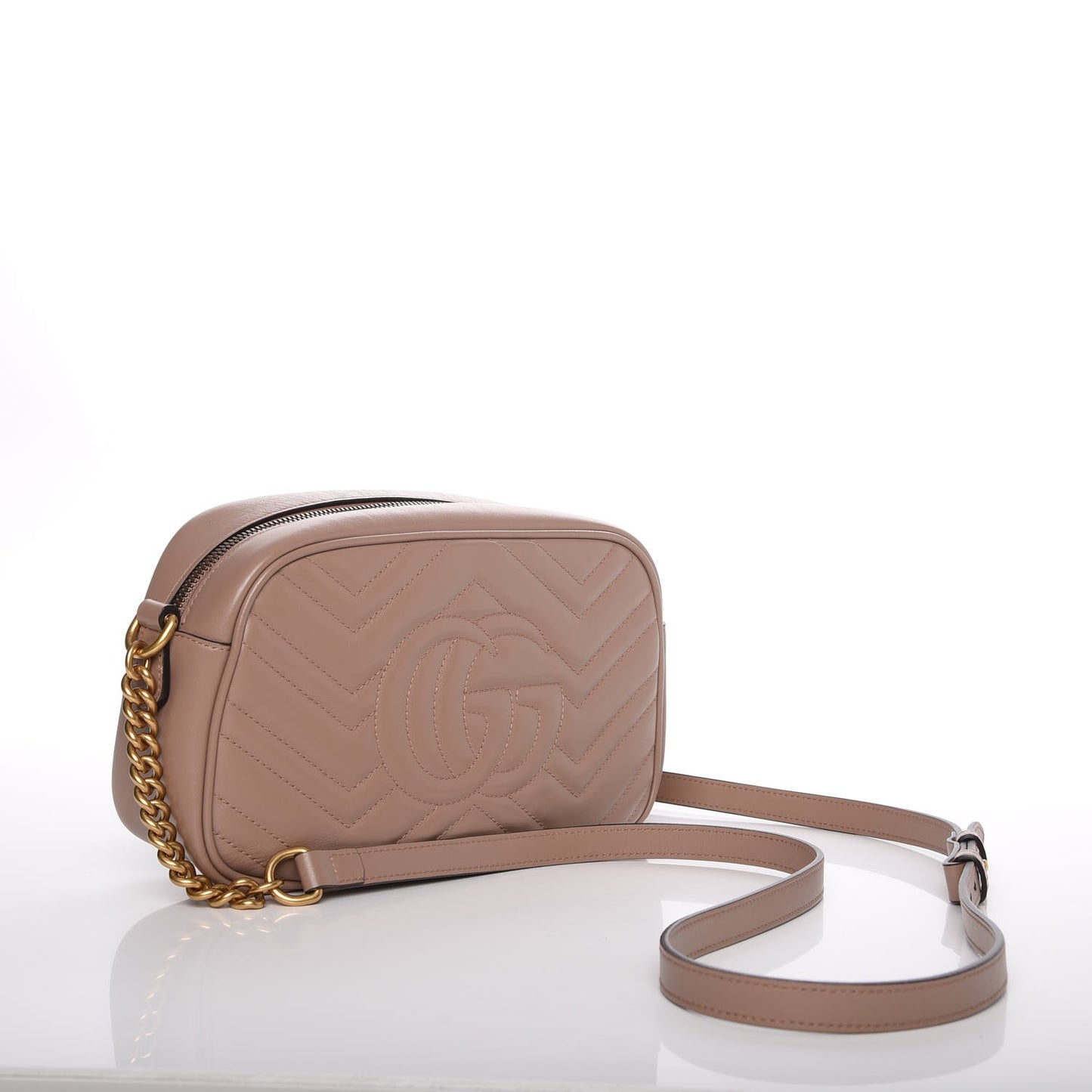 Calfskin Matelasse Small GG Marmont Chain Shoulder Bag Porcelain Rose