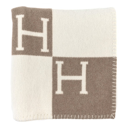 Hermes Wool Cashmere Avalon Baby Blanket Noisette Moyen White 1 of 3