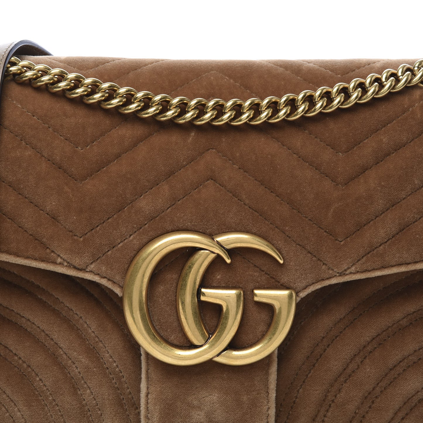 Velvet Matelasse Medium GG Marmont Shoulder Bag Taupe