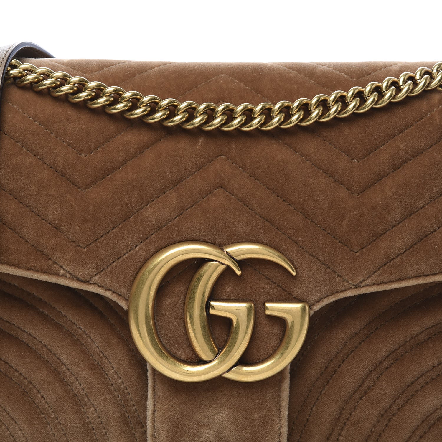 Gucci Velvet Matelasse Medium GG Marmont Shoulder Bag Taupe 10 of 10