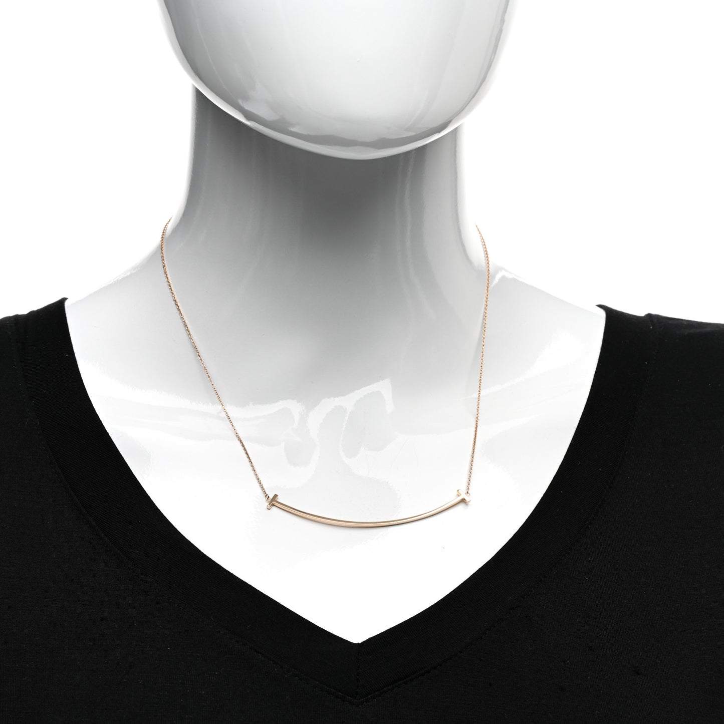 18K Rose Gold Large T Smile Pendant Necklace