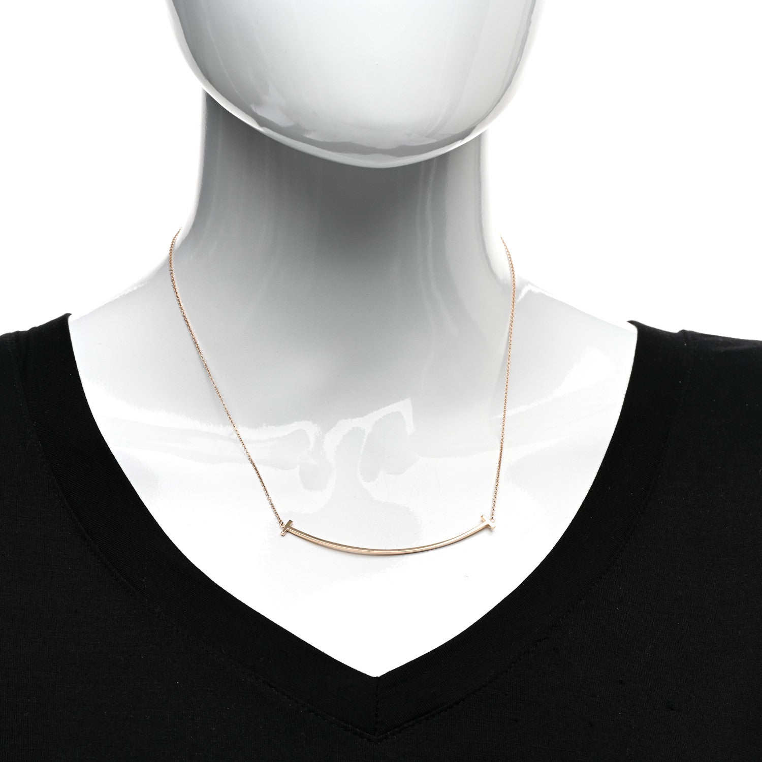 Tiffany 18K Rose Gold Large T Smile Pendant Necklace 2 of 5