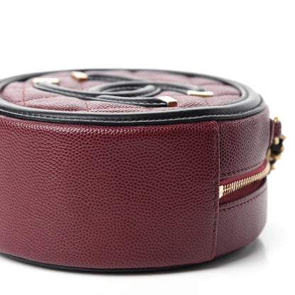 Chanel Caviar Quilted Round Filigree Crossbody Burgundy Black 7 of 11
