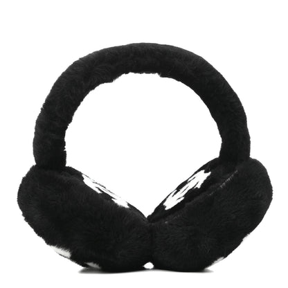 Chanel Shearling CC Ear Muffs Black White 1 of 6