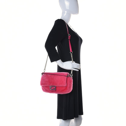 Fendi Shearling Shiny Nappa Baguette Rosa Fluo 2 of 10