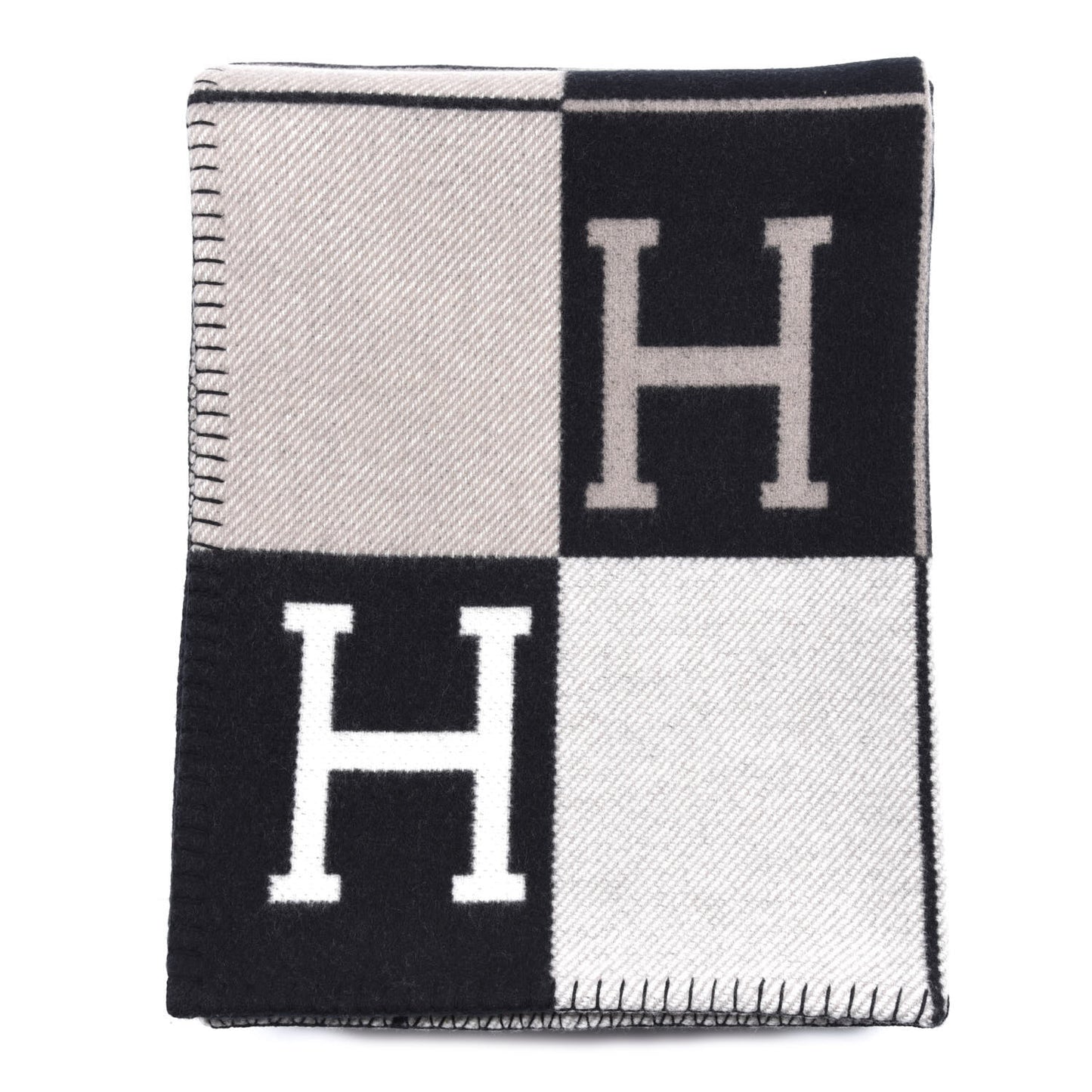 Wool Cashmere Avalon III Blanket Ecru Black