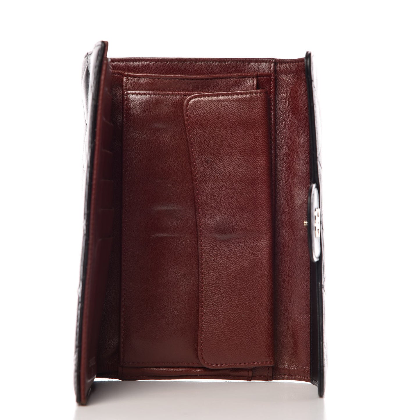 Lambskin Quilted Large Flap Wallet Black