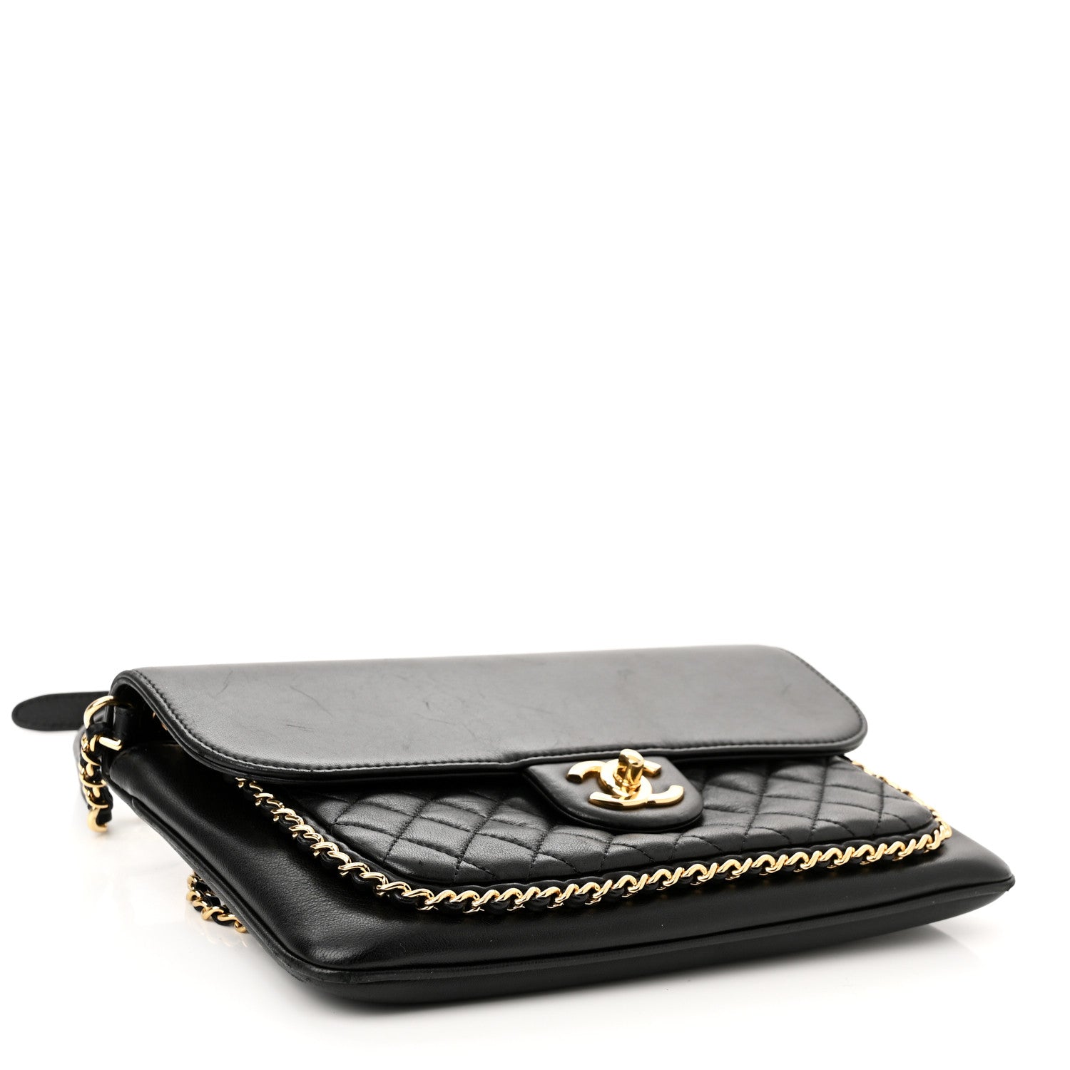 Chanel Lambskin Quilted Large CC Unchained Crossbody Black 4 of 12