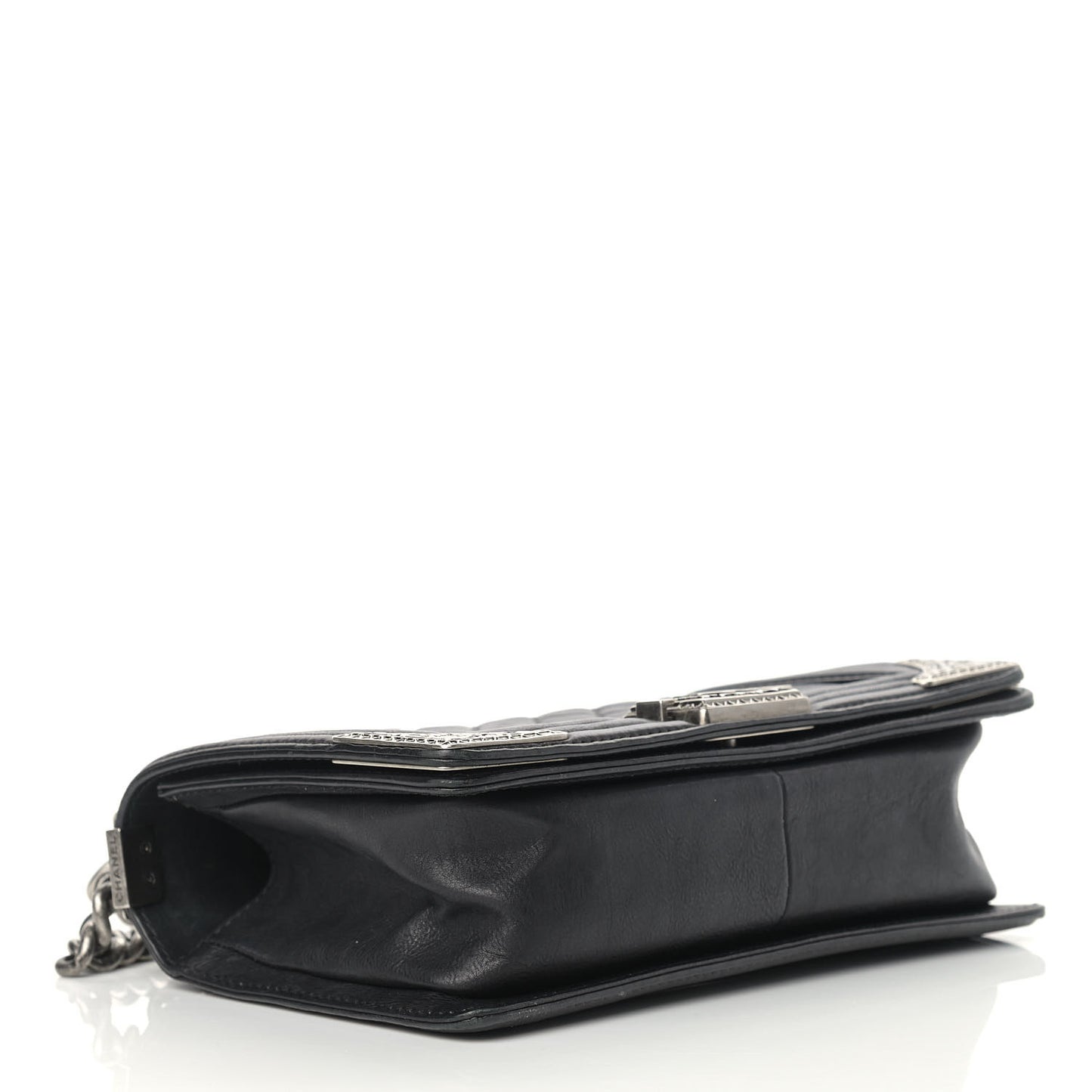 Calfskin Quilted Metal Embellished Paris Dallas Medium Boy Flap Black