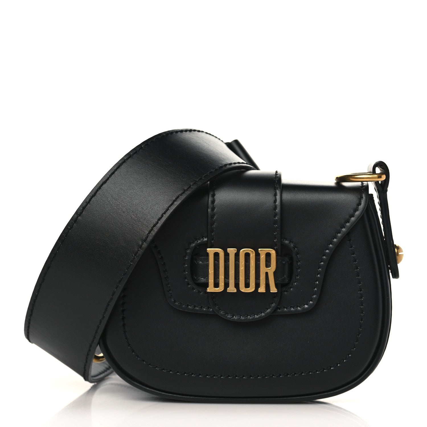Christian Dior Calfskin Mini D Fence Saddle Bag Black 1 of 11
