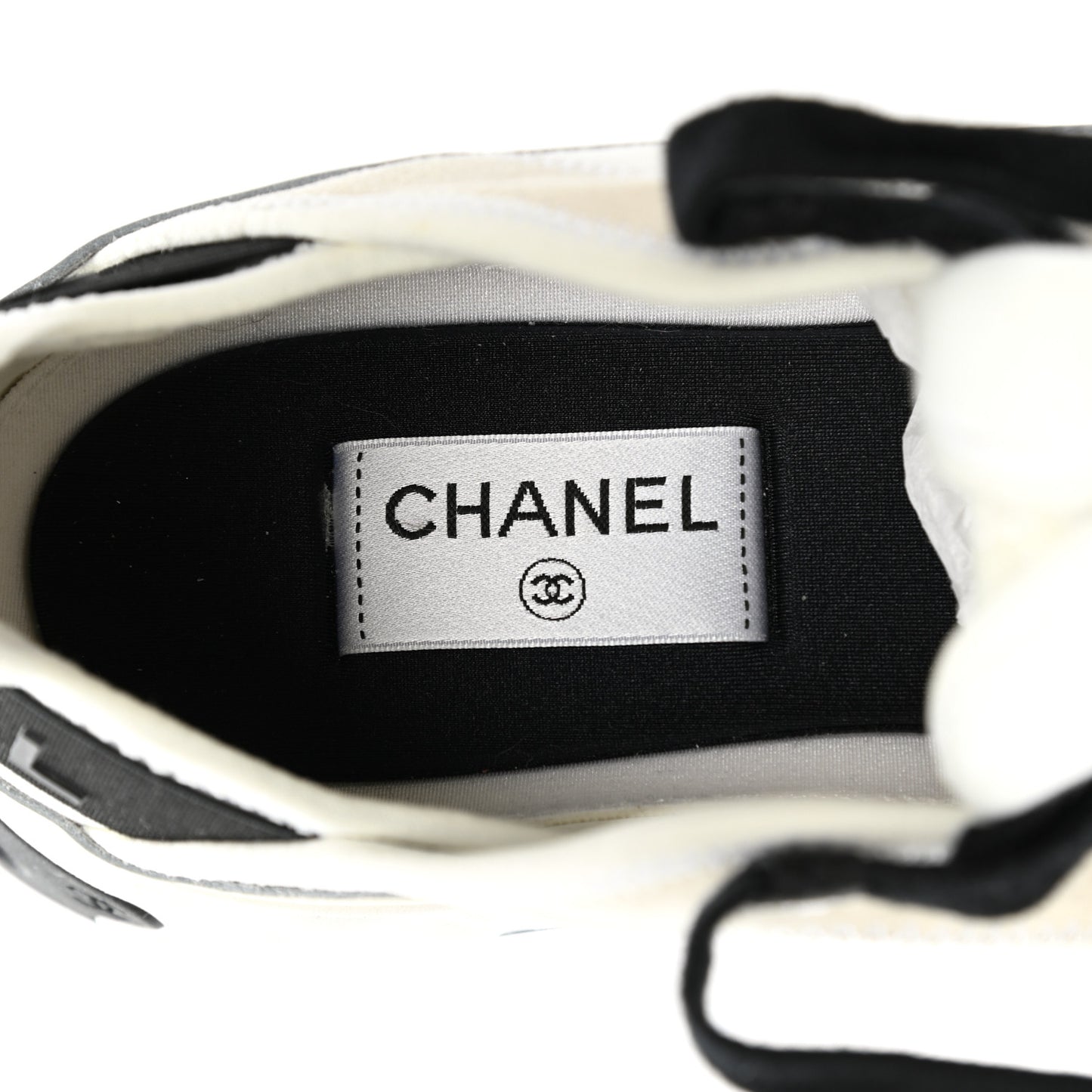 Velvet Calfskin Mixed Fibers CC Sneakers 41 Ivory Black