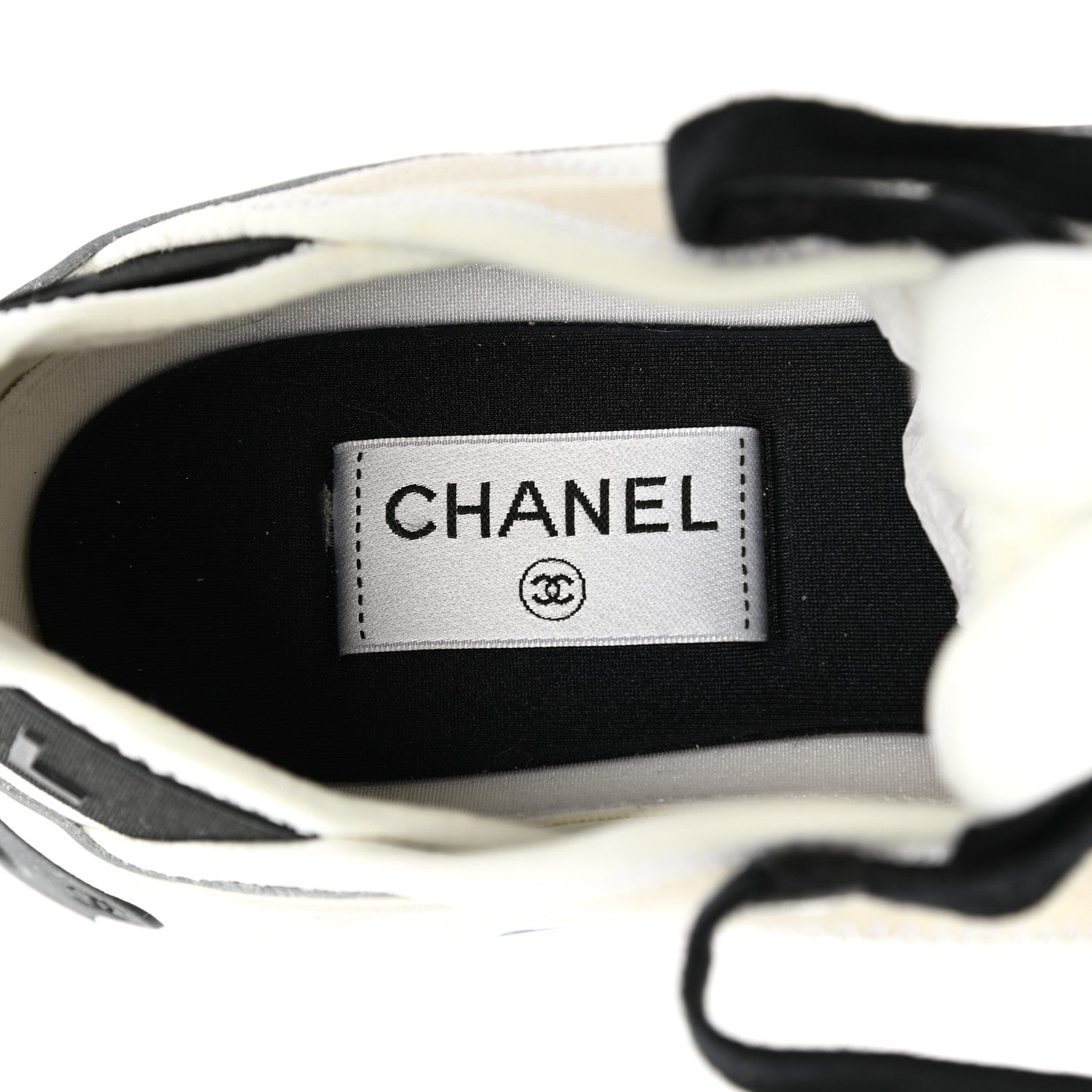 Chanel Velvet Calfskin Mixed Fibers CC Sneakers 41 Ivory Black 7 of 9
