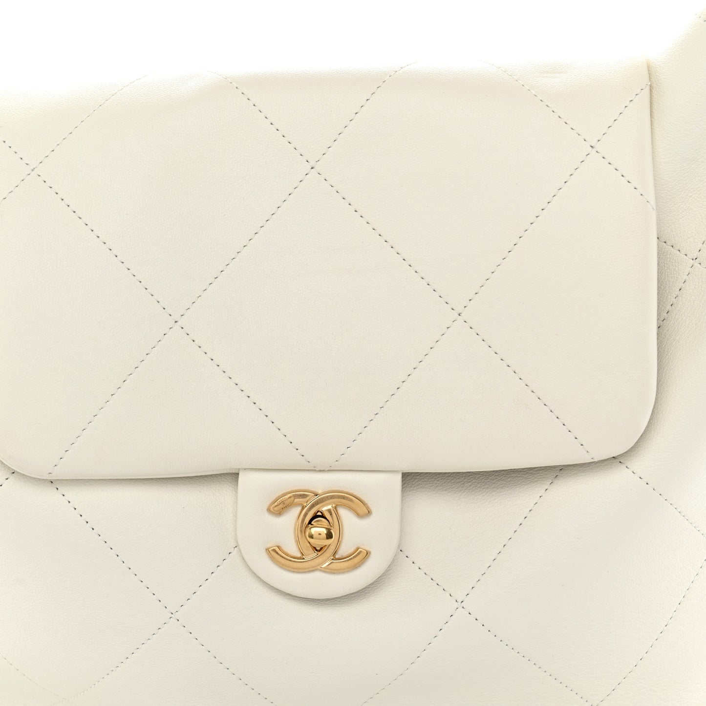 Calfskin Quilted Small Maxi Chain Hobo White