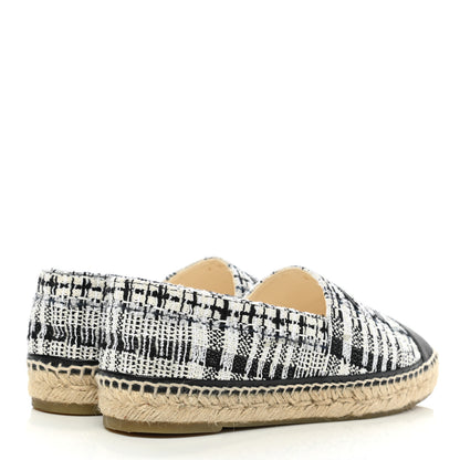 Chanel Tweed Lambskin CC Espadrilles 40 Ivory Grey Black 4 of 11