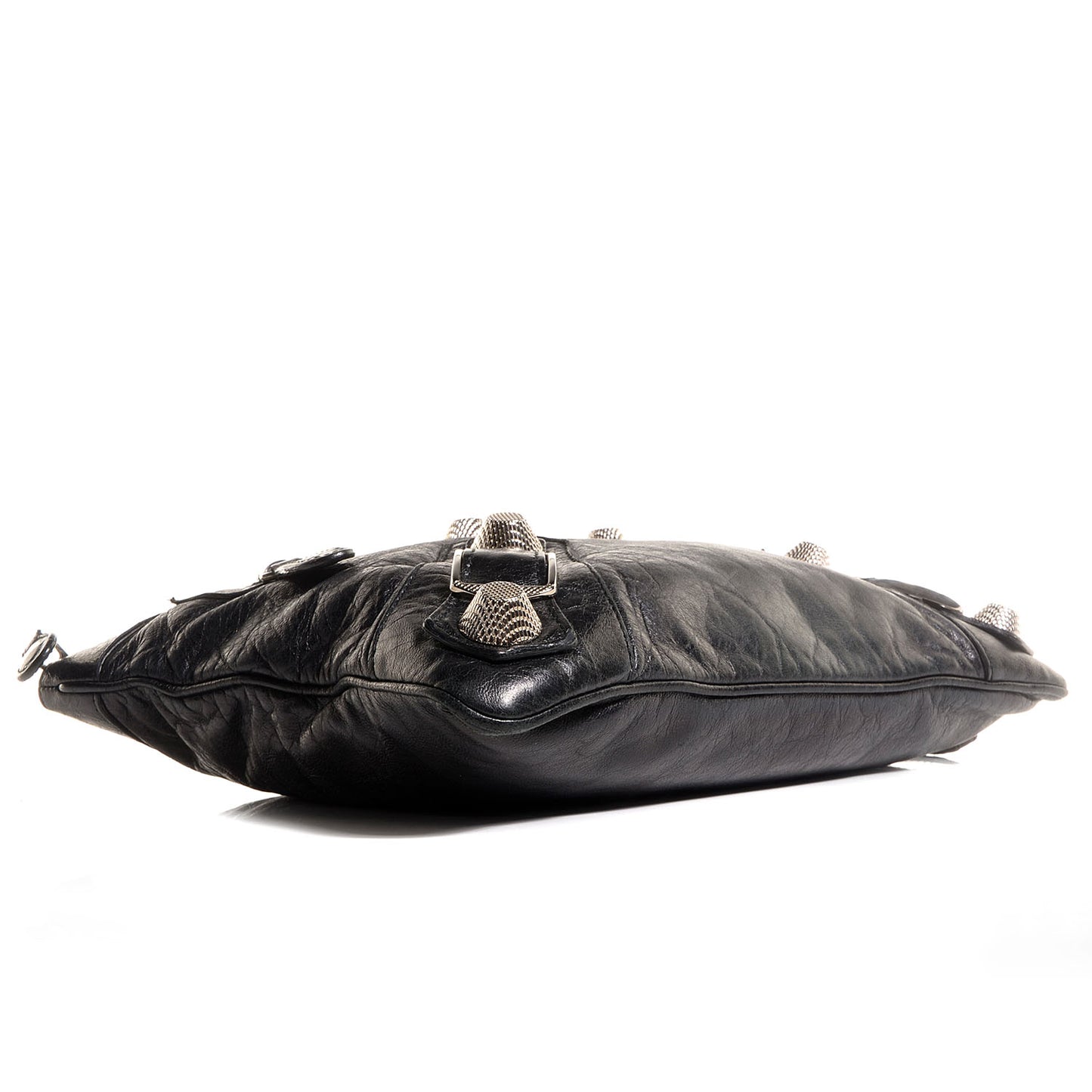 Chevre Giant 21 Silver Hardware Flat Handle Clutch Black