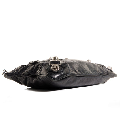 Balenciaga Chevre Giant 21 Silver Hardware Flat Handle Clutch Black 4 of 11