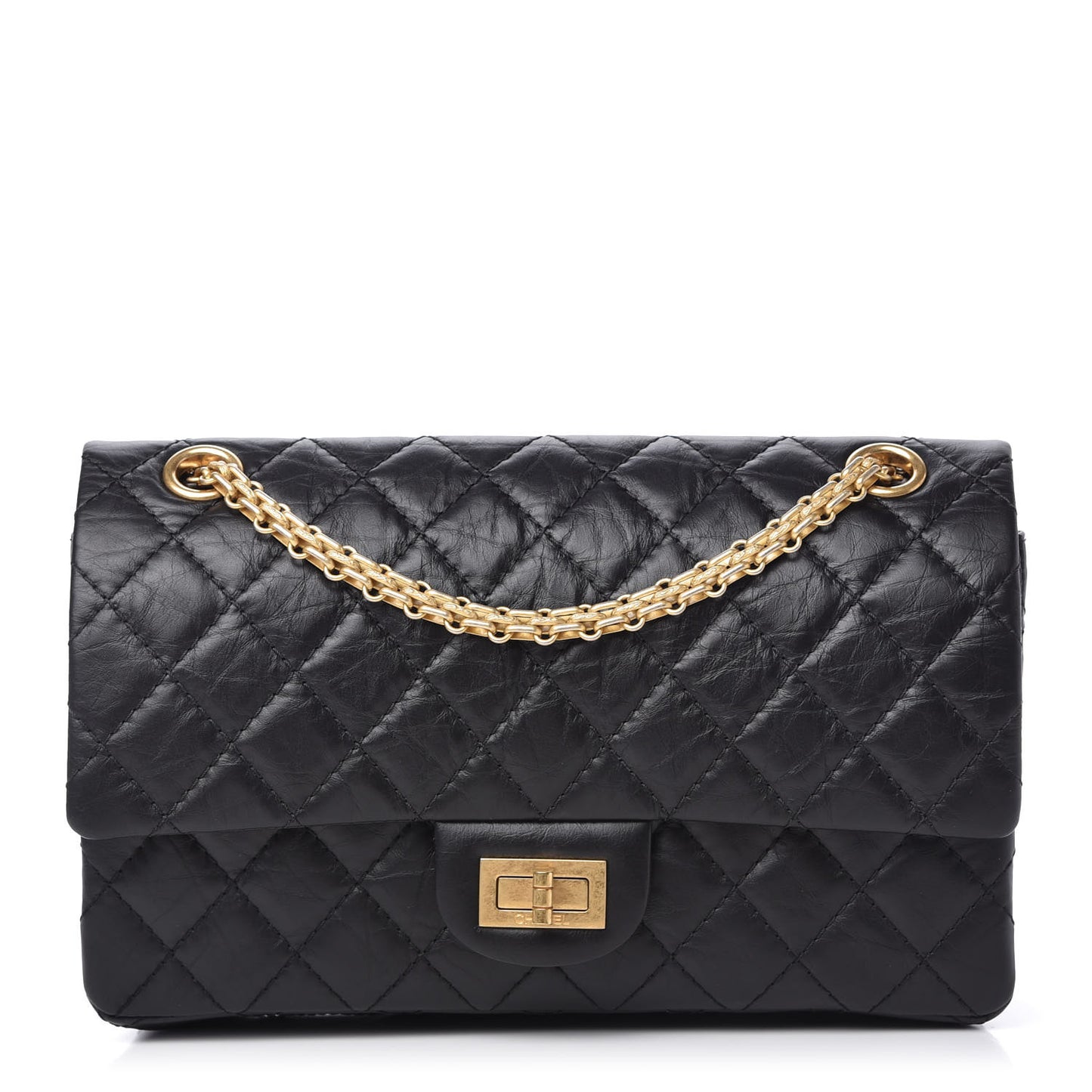 Aged Calfskin Quilted 2.55 Reissue 225 Flap Black