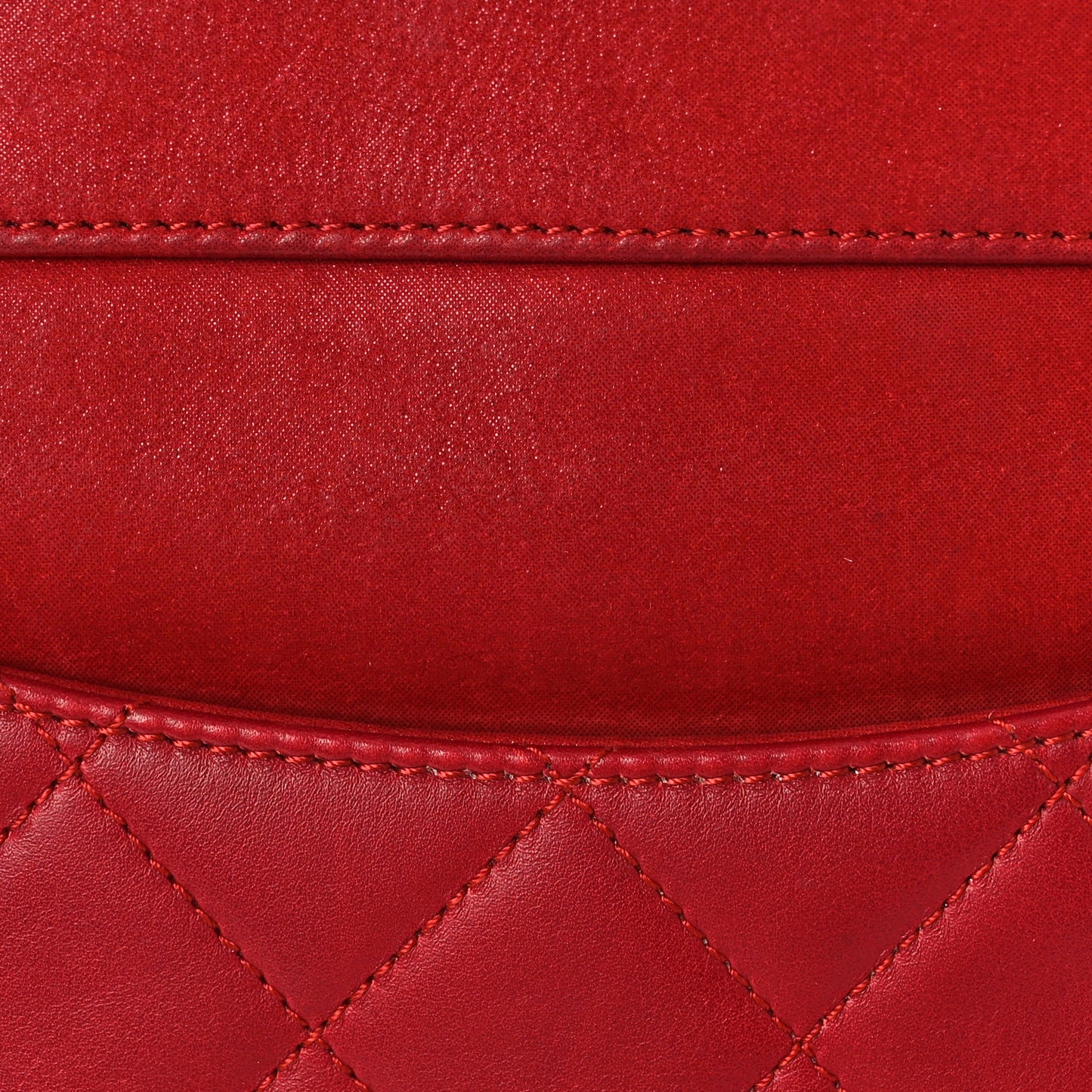 Lambskin Quilted Square Front Pocket Clutch With Chain Red